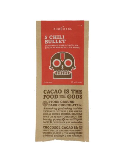 Stone Ground Dark Chocolate - Five Chili Bullet 75%