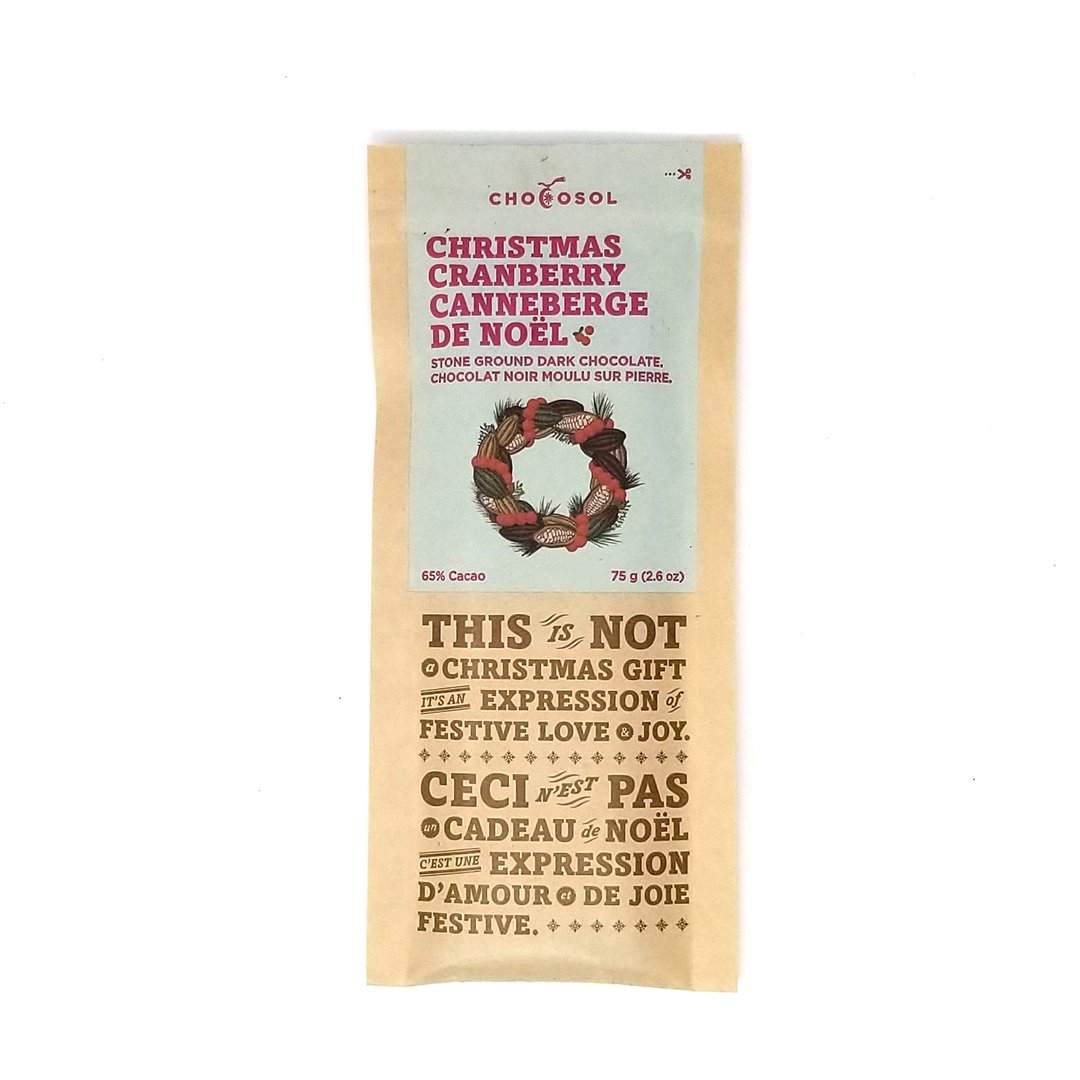Stone Ground Dark Chocolate-Christmas Cranberry