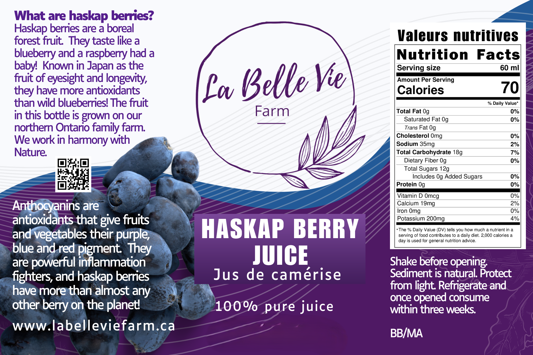 Haskap Juice - 100% pure