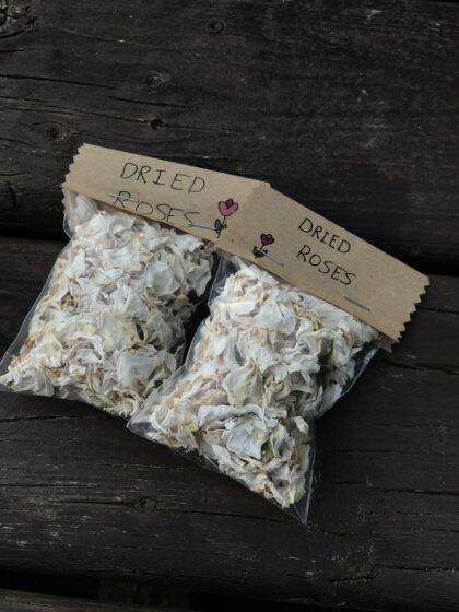 Homegrown Dried White Roses